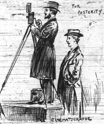 Drawing of Marius Sestier and H. Walter Barnett at the Melbourne Cup, 1896